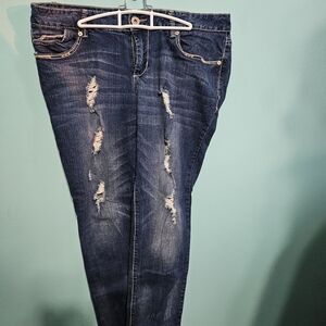 Ariya Dark Blue Distressed Skinny Jeans